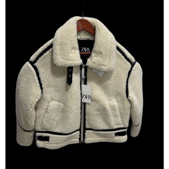 Zara Fleece Biker Jacket Size XS Not - Picture 9 of 11